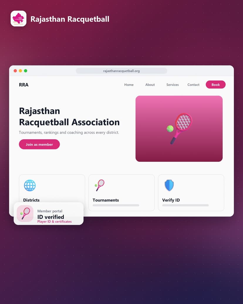 Rajasthan Racquetball Association Platform
